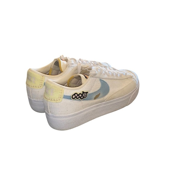 Nike Blazer Low Platform Next Nature White Blue butterfly caterpillar sneakers - Picture 3 of 14